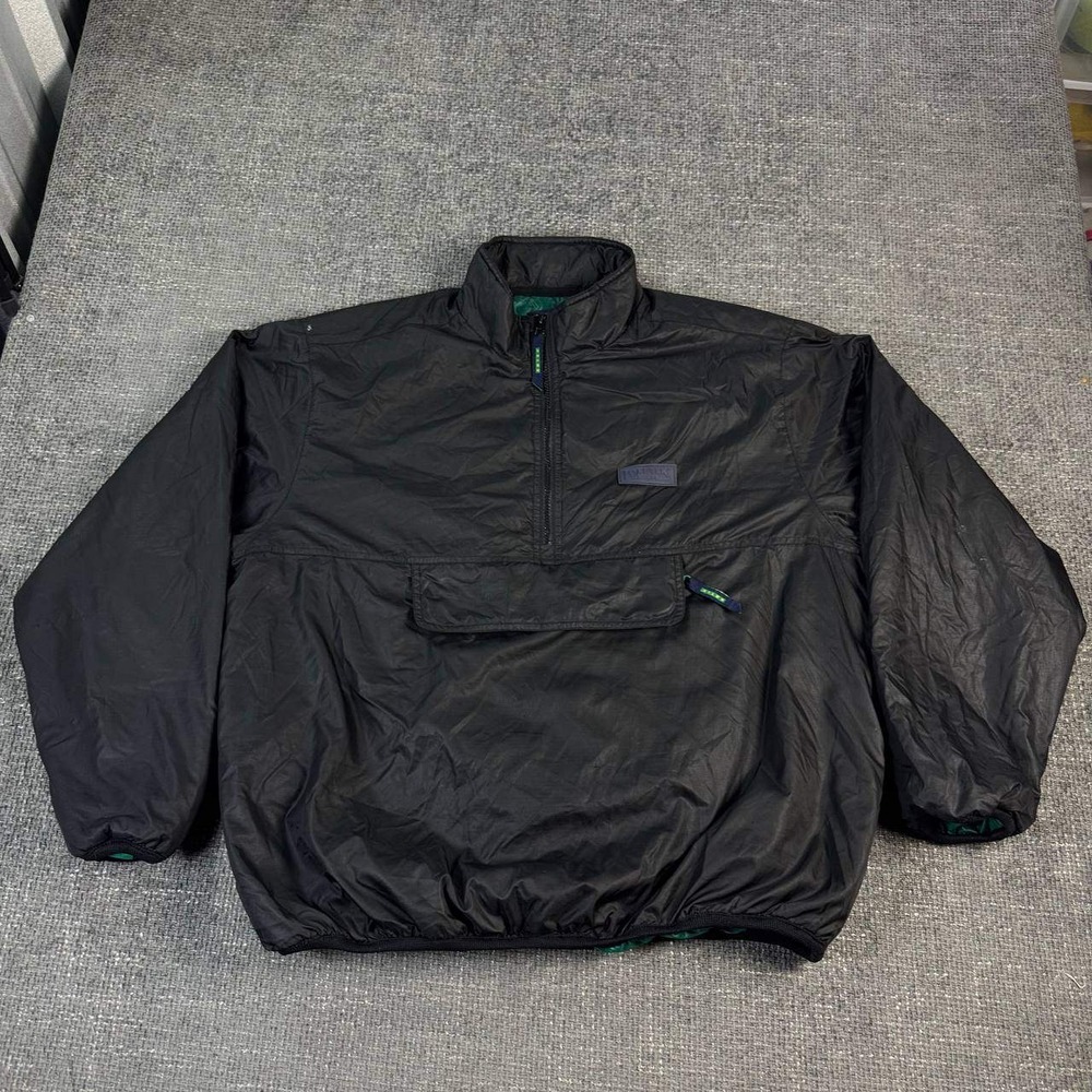 Eddie Bauer EBTEK Anorak Jacket Mens L Black 90s Vintage Pullover Insulated